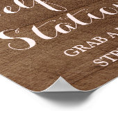 Selfie Station Trouwkaart Roze Waterverf Hout Poster (Hoek)