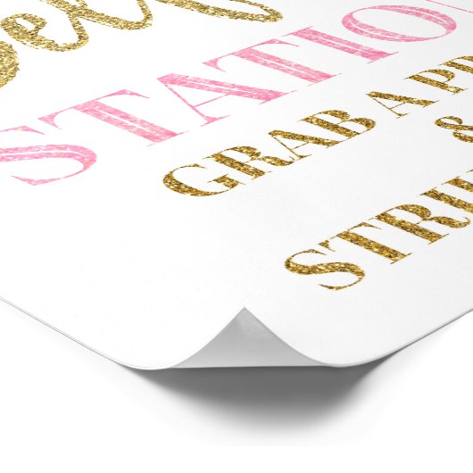 Selfie-station Weddenschap Gold Pink Confetti Poster (Hoek)