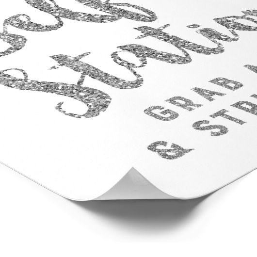 Selfie Station Wedding Sign Silver Confetti Poster (Hoek)