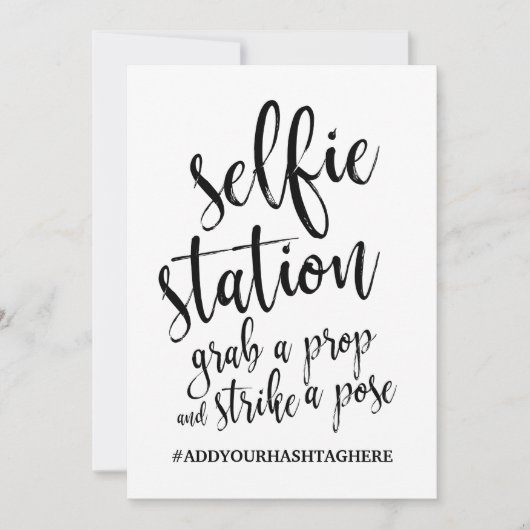 Selfie Station Zwart en Wit Betaalbaar Bord Kaart (Voorkant)