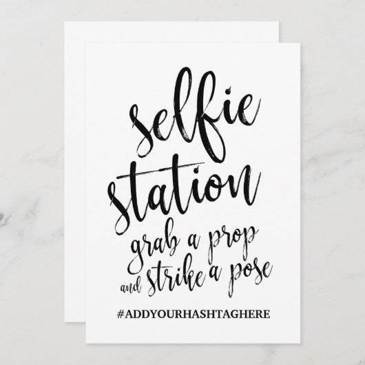Selfie-station - zwart en wit - betaalbaar teken kaart (Voorkant / Achterkant)