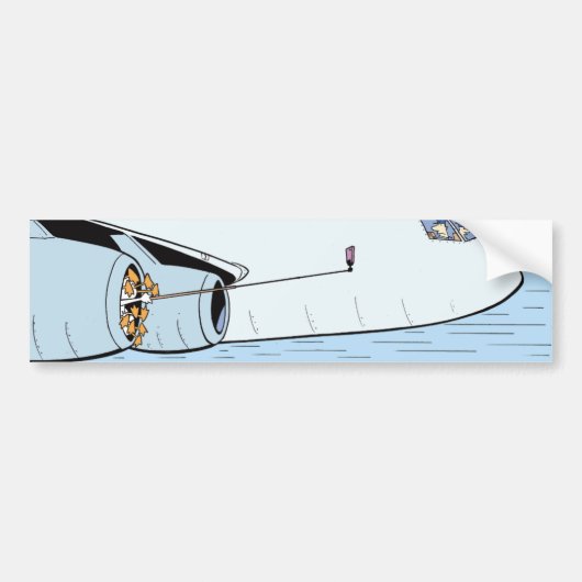 Selfie Stick Cartoon Aviation Bumpersticker (Voorkant)