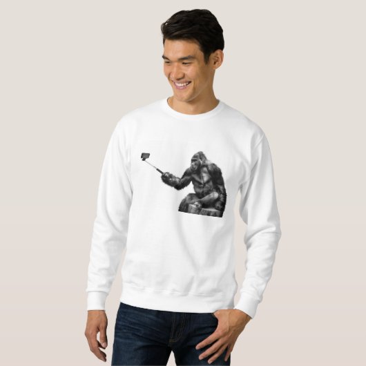 Selfie stick mannen sweatshirt (Voorkant volledig)