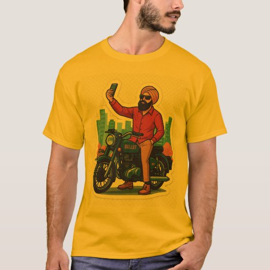 Selfie Swag on Bullet – Punjabi Rider Vibes Sticke T-shirt (Voorkant)