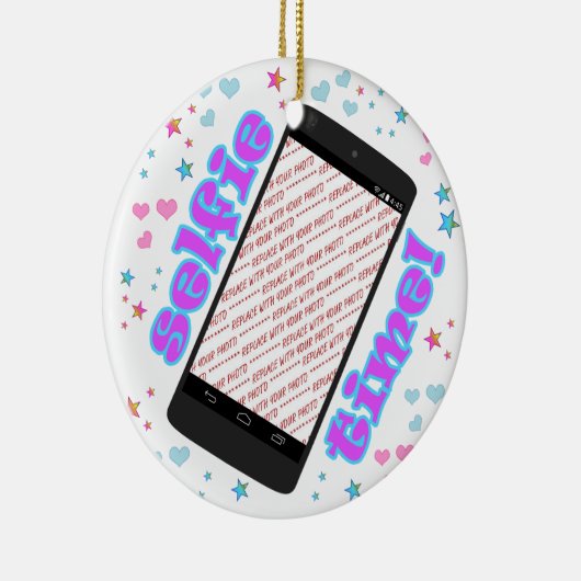 Selfie Time! Smart Phone Shape Photo Frame Keramisch Ornament (Rechts)