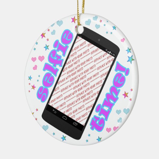 Selfie Time! Smart Phone Shape Photo Frame Keramisch Ornament (Links)