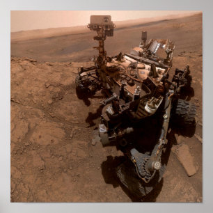 Selfie van Mars Curiosity Rode Martiaanse Landscha Poster