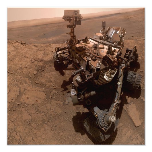 Selfie van Mars Curiosity Rood Marslandschap Foto Afdruk (Voorkant)