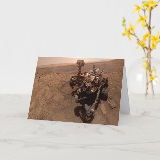 Selfie van Mars Curiosity Rood Marslandschap Kaart (Gele Bloem)