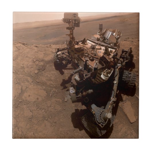 Selfie van Mars Curiosity Rood Marslandschap Tegeltje (Voorkant)