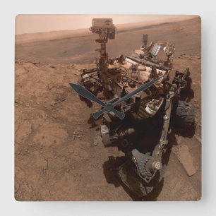 Selfie van Mars Curiosity Rood Marslandschap Vierkante Klok