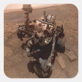Selfie van Mars Curiosity Rood Marslandschap Vierkante Sticker (Voorkant)