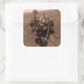 Selfie van Mars Curiosity Rood Marslandschap Vierkante Sticker (Tas)
