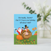 Selfie van Turkije gebombardeerd door Santa Thanks Briefkaart (Staand voorkant)