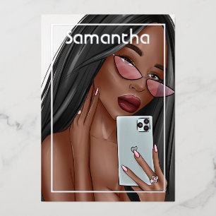 Selfie Woman Birthday Party Folie Invitation Folie Uitnodiging