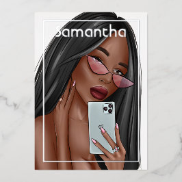 Selfie Woman Birthday Party Folie Invitation Uitnodiging