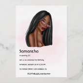 Selfie Woman Birthday Party Folie Uitnodiging (Achterkant)