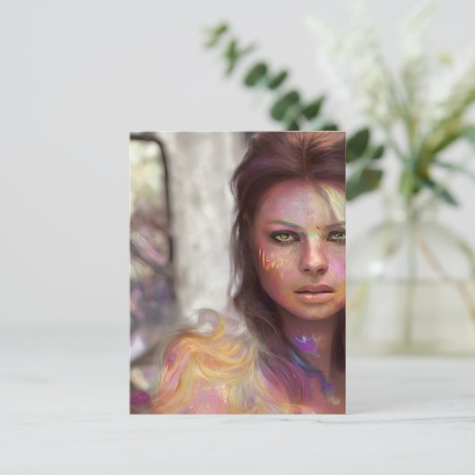 Selfie Woman Briefkaart (Staand voorkant)