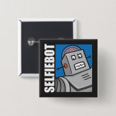SELFIEBOT - De Robot Selfie-pop Vierkante Button 5,1 Cm (Voorkant /achterkant)