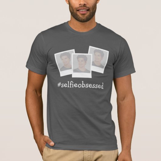 #selfieObessed slogan Voeg je eigen foto's T-shirt (Voorkant)
