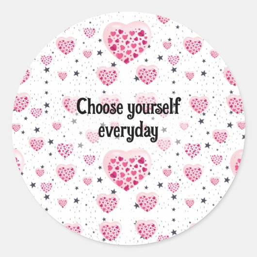 Selflove inspirational quote sweet heart and start ronde sticker (Voorkant)