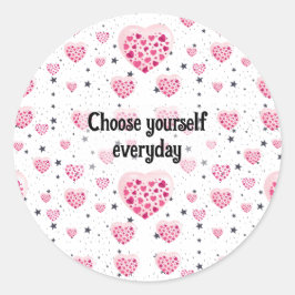 Selflove inspirational quote sweet heart and start ronde sticker