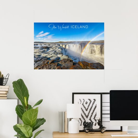 Selfoss Waterfall, IJsland Poster (Thuiskantoor)