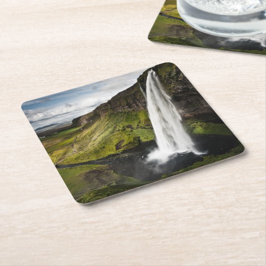 Seljalandsfoss Waterfall | IJsland Kartonnen Onderzetters (Schuin)