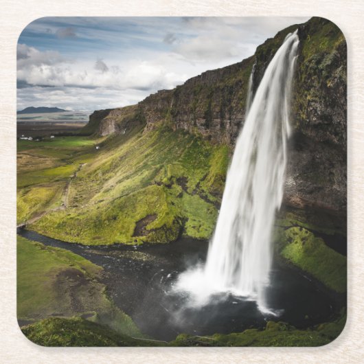 Seljalandsfoss Waterfall | IJsland Kartonnen Onderzetters (Voorkant)