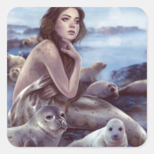 Selkie Vierkante Sticker (Voorkant)