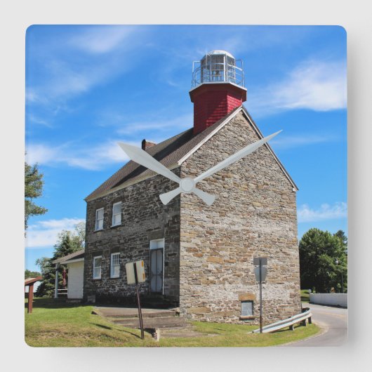 Selkirk Lighthouse, New York Wall Clock Vierkante Klok (Voorkant)