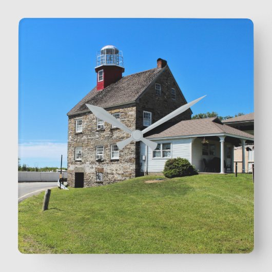 Selkirk Lighthouse, New York Wall Clock Vierkante Klok (Voorkant)