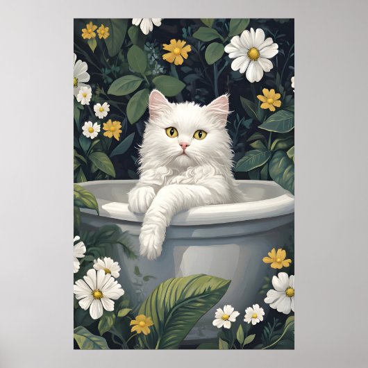 Selkirk Rex in badposter, Grappige katposter Poster (Voorkant)