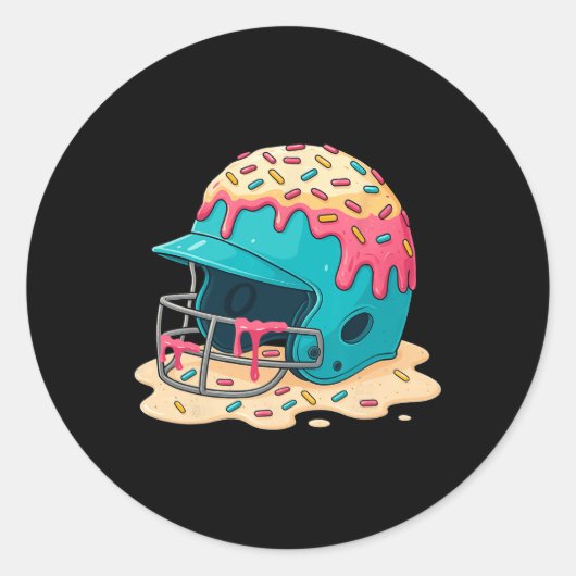 Sell Catcher Helmet With Face Mask Ice-cream Dripp Ronde Sticker (Voorkant)
