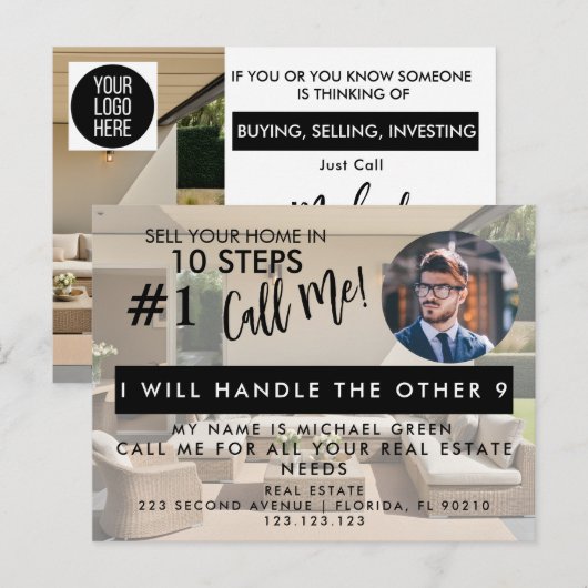 Sell Your Home in 10 Steps Agent spring clean Card Aankondigingskaart (Voorkant / Achterkant)