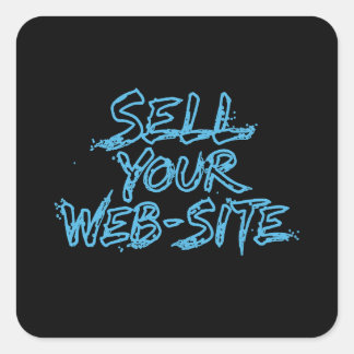 Sell Your Website Blue Distressed Typography Vierkante Sticker
