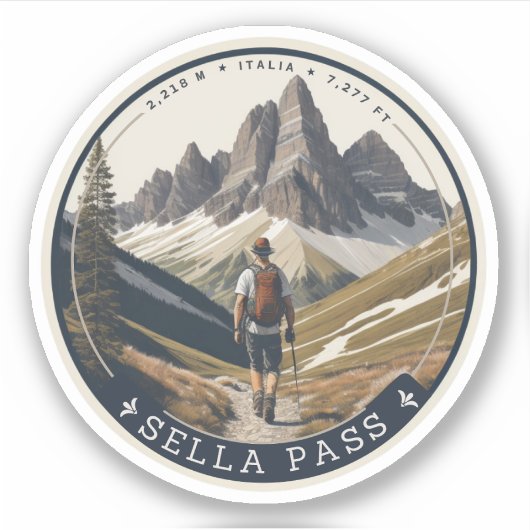 Sella Pass berg Zuid-Tirol Italiaanse Alpen Sticker (Voorkant)