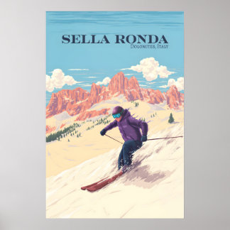 Sella Ronda Italië Skigebied Reisposter Poster