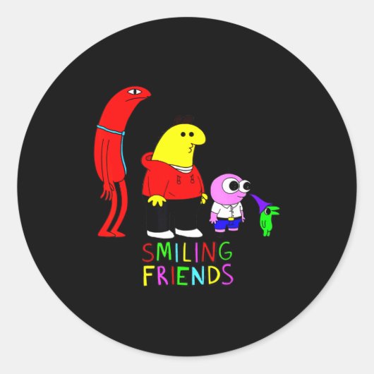 Selling Smiling Friends All Smiling Illustration  Ronde Sticker (Voorkant)