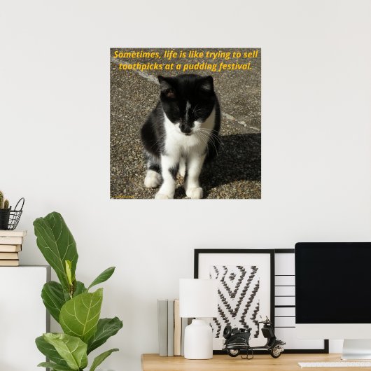 Selling toothpicks at a pudding festival... poster (Thuiskantoor)