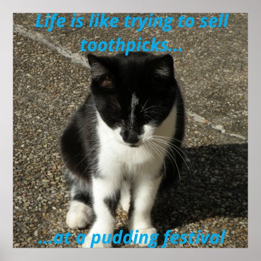 Selling toothpicks at a pudding festival... poster (Voorkant)