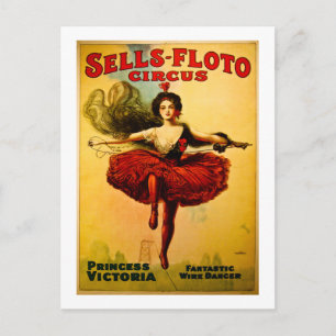  Sells-Floto Circus Poster Wire Walker Briefkaart