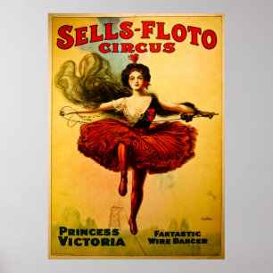 Sells-Floto Circus Wire Walker Poster