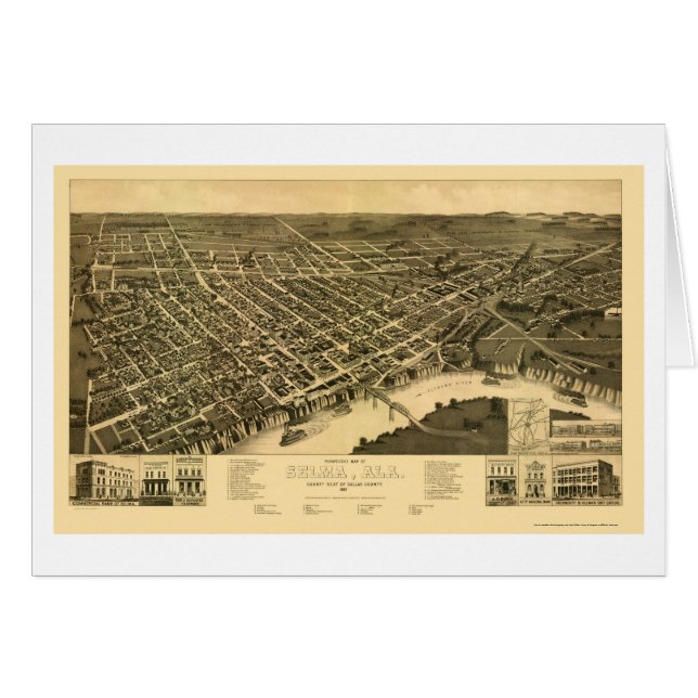 Selma, AL Panorama Map - 1887 (Voorkant Horizontaal)