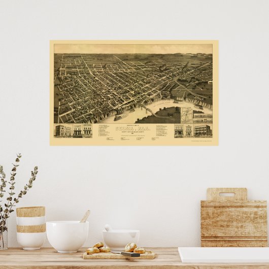 Selma, AL Panorama Map - 1887 Poster (Keuken)