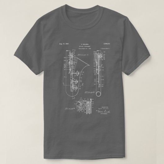 Selmer Saxophone Patent Saxophone Art Blueprint T-shirt (Design voorkant)