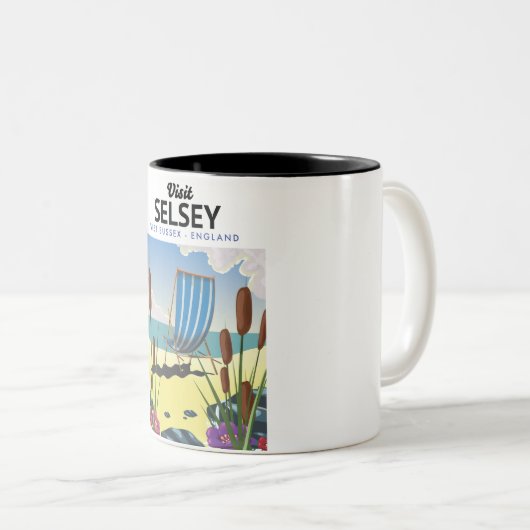 Selsey West Sussex England Tweekleurige Koffiemok (Voorkant rechts)