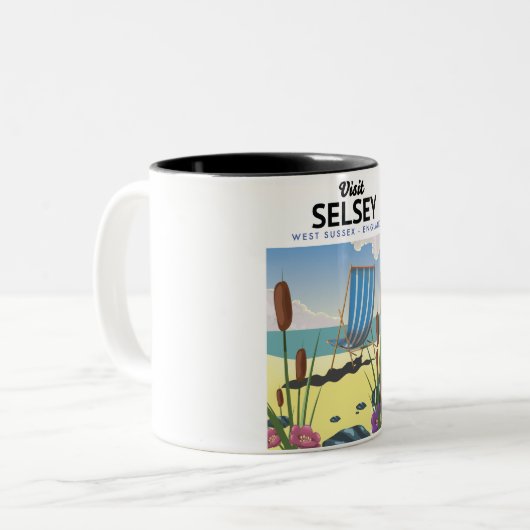 Selsey West Sussex England Tweekleurige Koffiemok (Voorkant links)