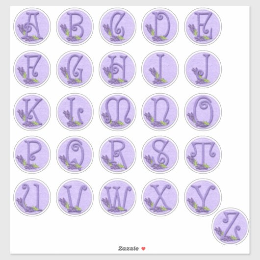 Selt Style Lavender Alphabet Sticker (Vel)