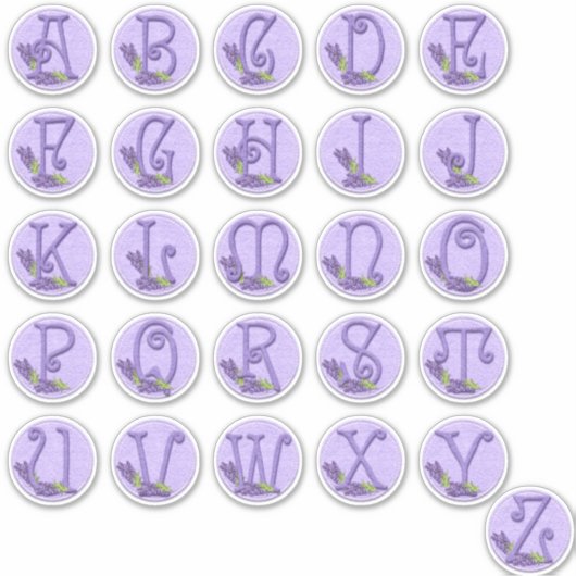 Selt Style Lavender Alphabet Sticker (Voorkant)